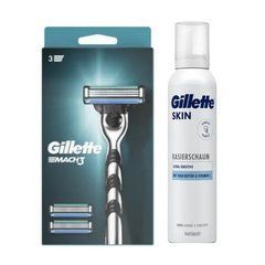 Станок для гоління Gillette Mach3 (3 касети) + Gillette Skin Ultra Sensitive Піна для гоління для надчутливої шкіри 240 г