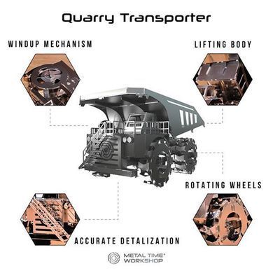 Коллекционная модель-конструктор Metal Time Quarry Transporter Карьерный самосвал механический (MT014)