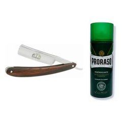 Небезпечна бритва/шавета розкладна Straight Razor + піна для гоління Proraso тонізуюча евкаліпт і ментол 400 мл