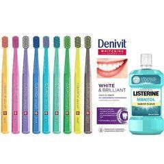Зубна щітка Curaprox CS Smart 7600 + зубна паста Denivit White&Brilliant + ополіскувач LISTERINE mentol Sabor Suave 0% alc.