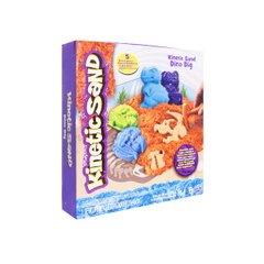 Песок для детского творчества - KINETIC SAND DINO (голубой, коричневый, формочки, окаменелости,340г) 71415Dn