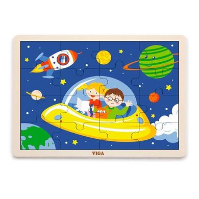 Деревянный пазл Viga Toys В космосе, 16 эл. (51457)