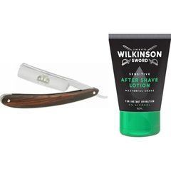 Небезпечна бритва/шавета розкладна Straight Razor + лосьйон після гоління Wilkinson Sword Lotion Sensitive для чутливої ​​шкіри