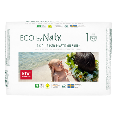 Органические подгузники Eco by Naty Размер 1 (от 2 до 5 кг) 25 шт (ФР-00000434)