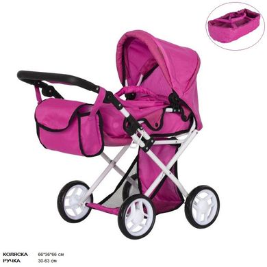 Коляска для кукол CARRELLO UNICO с люлькой и сумкой (9346+BAG HOT PINK)