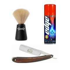 Небезпечна бритва Straight Razor + гель для гоління&nbsp;Wilkinson Sword EDGE Sensitive + помазок для гоління Wilkinson Sword