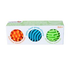 Прорезыватель-погремушка Сенсорные шары Fat Brain Toys Sensory Rollers 3 шт. (F161ML)