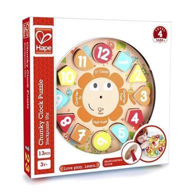 Деревянный пазл-сортер Hape Часы (E1622)