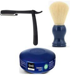 Одноразова небезпечна бритва Gillette Premium Platinum Blades + помазок SHIMA борсук + мило для гоління Wilkinson&nbsp;Essential 125 г