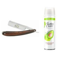 Небезпечна бритва/шавета розкладна Straight Razor + гель для гоління Gillette Satin Care Gel Avocado