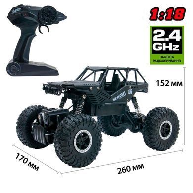 Автомобіль OFF-ROAD CRAWLER на р/к &ndash; TIGER (матовий чорний, аккум. 4,8 V, метал. корпус, 1:18) SL-111RHMBl