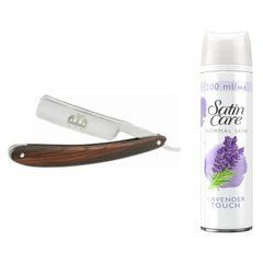 Небезпечна бритва/шавета розкладна Straight Razor + гель для гоління Gillette Satin Care Gel Lavender