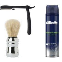 Одноразова небезпечна бритва Gillette Premium Platinum Blades + помазок Proraso + піна для гоління Gillette Refreshing Breeze