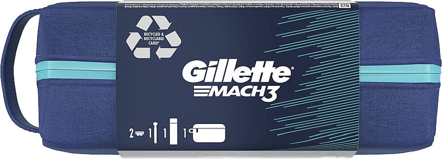 Набір для гоління Gillette Mach 3 Classic (2 касети + гель Soothing Sensitive 200 мл + сумка) 02482