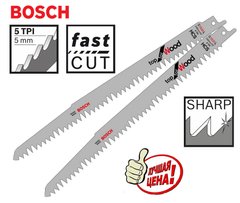 Пильное сабельное полотно по дереву Bosch Top for Wood S 1531 L 2шт 02368