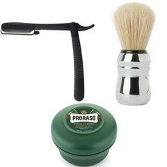 Одноразова небезпечна бритва Gillette Premium Platinum Blades + пензлик Proraso + мило для гоління Proraso Rinfrescante 150 мл