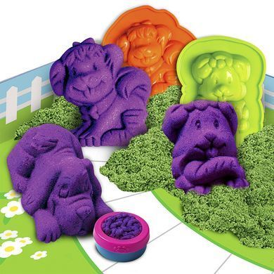 Пісок для дитячого творчості - KINETIC SAND DOGGY (фіолетовий, зелений, форми, 340г) 71415Dg
