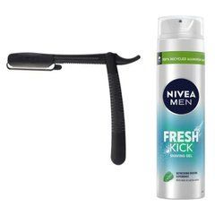 Одноразова небезпечна бритва Gillette Platinum Premium Platinum Blades + гель для гоління Nivea Men Fresh Kick 200 мл