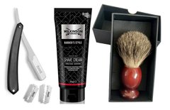 Крем для бритья Wilkinson Sword Barber's Style + Опасная бритва Wilkinson + Помазок Sсhimа