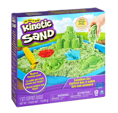Набір піску для дитячого творчості - KINETIC SAND З ПІСКУ (зелений, 454 г, форми, лоток) 71402G