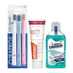 Зубные щетки Curaprox CS 5460/3 + паста Elmex Anti-Caries Professional + ополаскиватель PASTA DEL CAPITANO