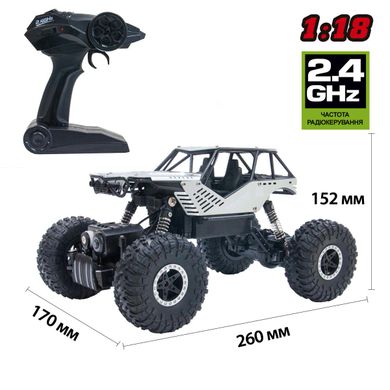 Автомобиль OFF-ROAD CRAWLER на р/у – ROCK (серебристый, метал. корпус, 1:18) SL-111RHS