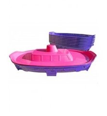 Детский песочница-бассейн "Корабль" с крышкой розово-фиолетовая, ТМ Doloni (03355/1)