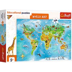 Пазли навчальні - (104 елм.) "Карта світу" / Англійська версія