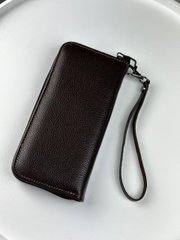 Шкіряний клатч-гаманець із натуральної зернистої шкіри SV003 (коричневий)