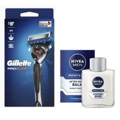 Станок для гоління Gillette Fusion ProGlide (2 картриджі) Flexball + Бальзам Nivea Men Protect & Care 100 мл