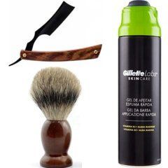 Опасная бритва/шаветта раскладная Straight Razor + помазок SHIMA + гель для бритья Gillette Labs Gel