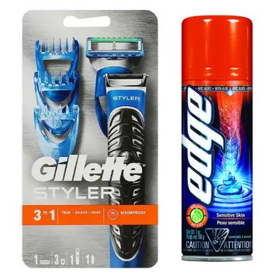 Подарунковий набір Gillette Fusion ProGlide (1 касета + 3 насадки) + Гель для гоління Wilkinson