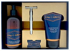 Подарочный набор King C. Gillette Premium для ухода за бородой (шампунь + гель + станок + 5 лезвий) 02357