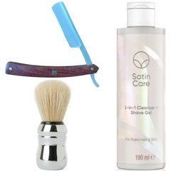 Небезпечна бритва/шавета розкладна Straight Razor + помазок Proraso + гель для гоління Gillette Venus Venus Satin Care 2 в 1