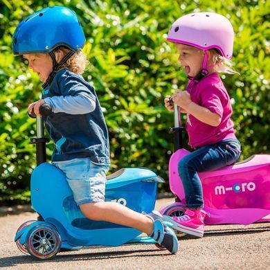 Самокат MICRO серии Mini2go Deluxe Plus &ndash; РОЗОВЫЙ (до 50 kg, до 20 kg с сидением, 3-х колесный) MMD033