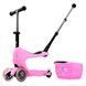 Самокат MICRO серии Mini2go Deluxe Plus &ndash; РОЗОВЫЙ (до 50 kg, до 20 kg с сидением, 3-х колесный) MMD033