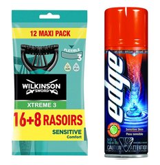 Одноразовые станки Wilkinson Sword Xtreme 3 Sensitive + Гель для бритья Wilkinson EDGE