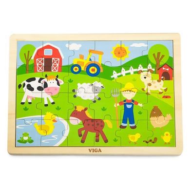 Деревянный пазл Viga Toys Ферма, 24 эл. (50197)