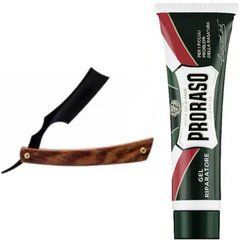Небезпечна бритва/шавета розкладна Straight Razor + гель від порізів Proraso Razor Cut Repair Gel