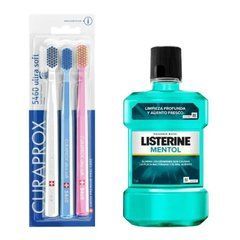 Набір зубних щіток Curaprox CS 5460/3 Ultra Soft d 0,10 мм (3 шт.) + ополіскувач LISTERINE mentol 250 мл