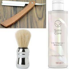 Небезпечна бритва/шавета розкладна Straight Razor + помазок Proraso + гель для гоління Gillette Venus Venus Satin Care 2 в 1