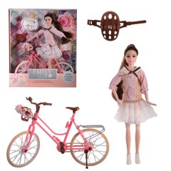Кукла "Emily" в розовом платье с велосипедом, 29 см (QJ077)