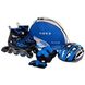 Ролики детские синие PU колесами со светом в сумке М (35-38) + защита 86930-M