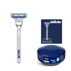 Станок для гоління Gillette Mach3 Turbo (1 картридж) + ьна підставка + Wilkinson Essential Мило для гоління 125 г