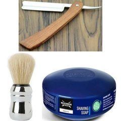 Небезпечна бритва/шавета розкладна Straight Razor + помазок Proraso + мило для гоління Wilkinson&nbsp;Essential 125 г
