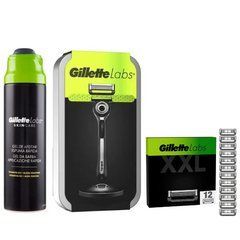 Комплект Gillette: Бритва Labs with Exfoliating Bar + 14 касет + кейс + гель для гоління 198 мл