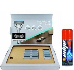 Касети Wilkinson Sword Quattro Titanium Sensitive (12 шт.) + гель Wilkinson Sword EDGE Sensitive 200 мл