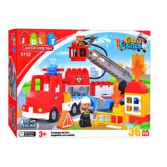 Детский конструктор JDLT "Пожарная машина" со световыми и звуковыми эффектами, 36 деталей (5152)