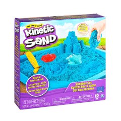 Набор песка для детского творчества - KINETIC SAND ЗАМОК ИЗ ПЕСКА (голубой, 454 г, формочки, лоток) 71402B