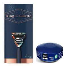 Станок для бритья с 1 картриджем Gillette King C + Wilkinson Essential Мыло для бритья 125 г